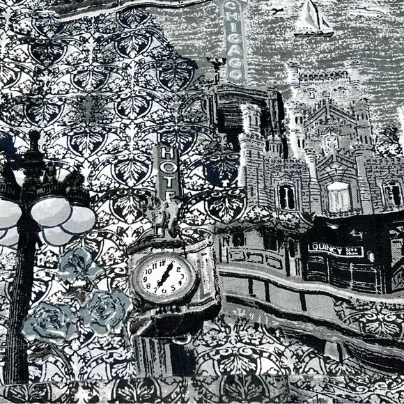 VTG RAAKHEE Sequin Black White City Skyline Button Up Top Women's Size 1X - Picture 14 of 16